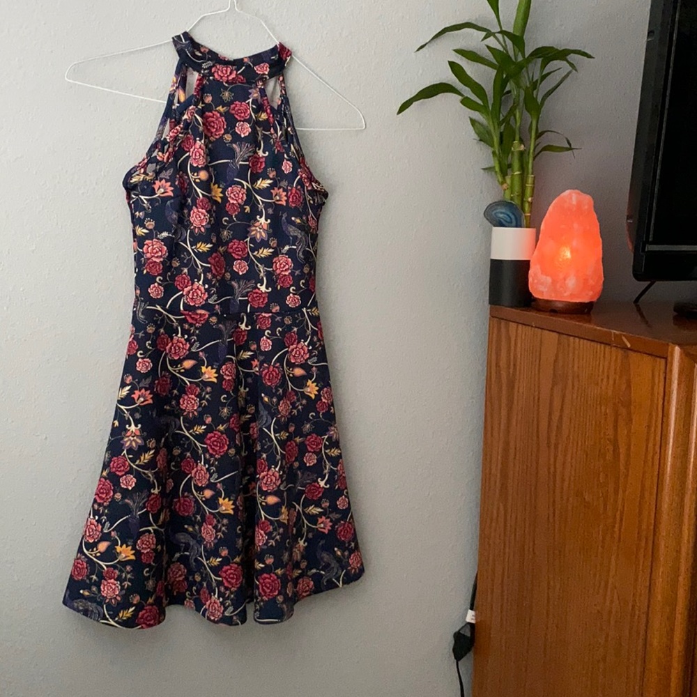 Braided floral halter dress